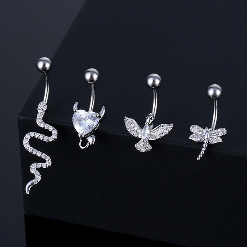 Body Jewelry Barbell - Anel de umbigo de cristal em