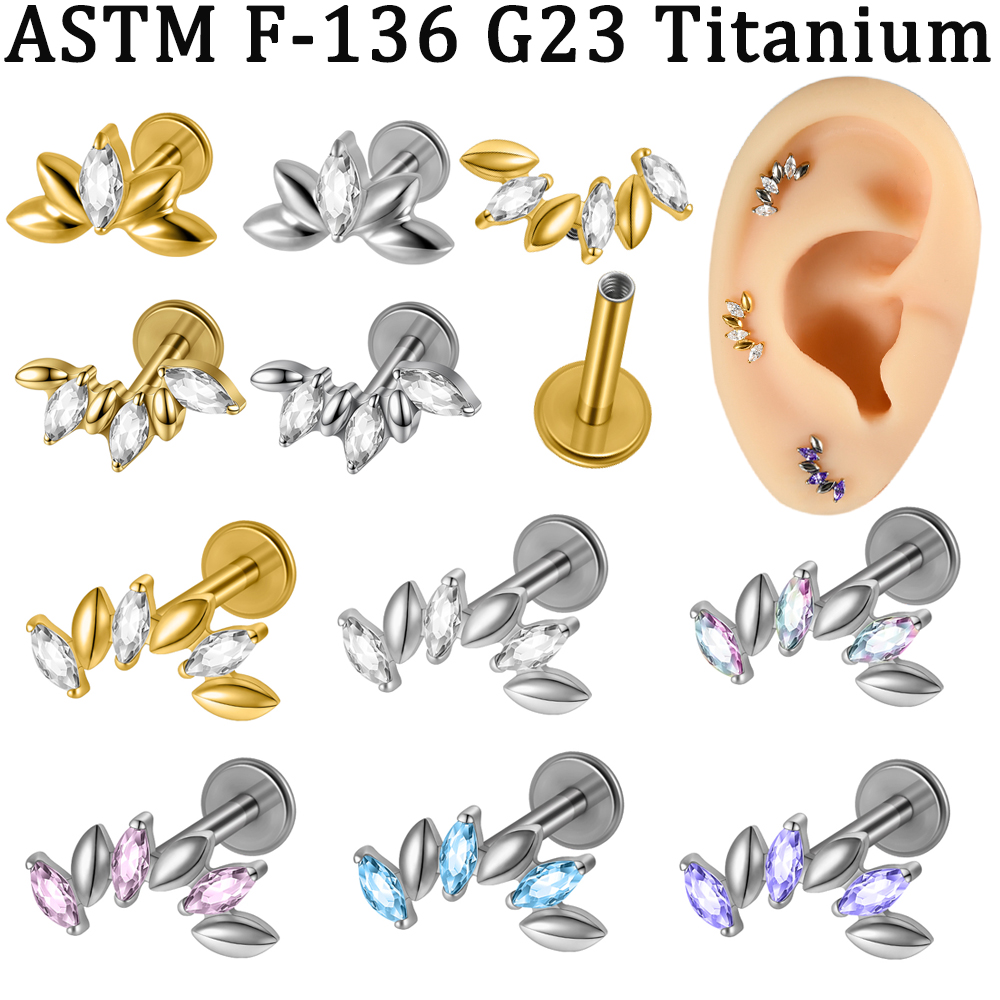 Body Jewelry Implants - 5-1 Peças Labret CZ 5/6 Marquise