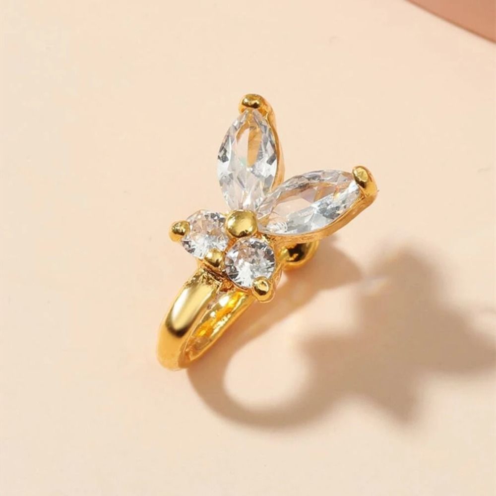 Body Jewelry Ear - Argola de Nariz Borboleta com Strass