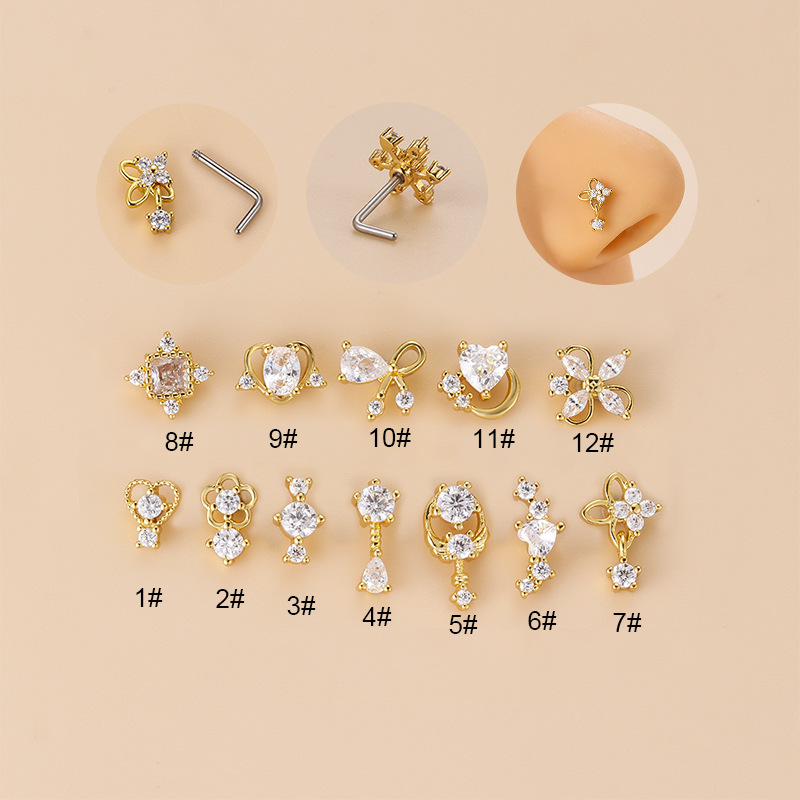 Body Jewelry Ear - Piercing de Nariz em Zircônia Cúbica