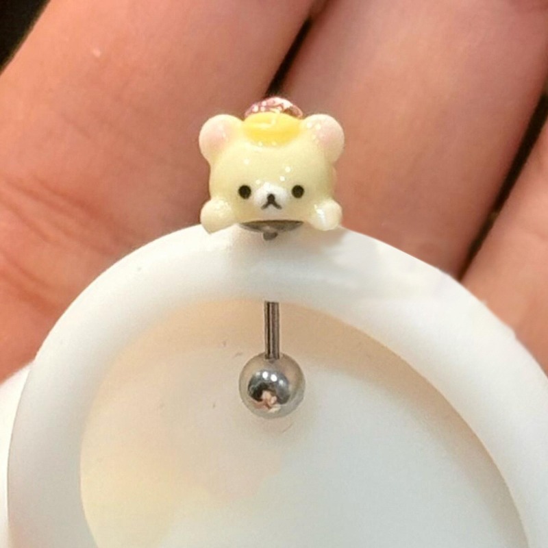 Body Jewelry Ear - Brincos de Titânio Kawaii Rilakkuma: Joia