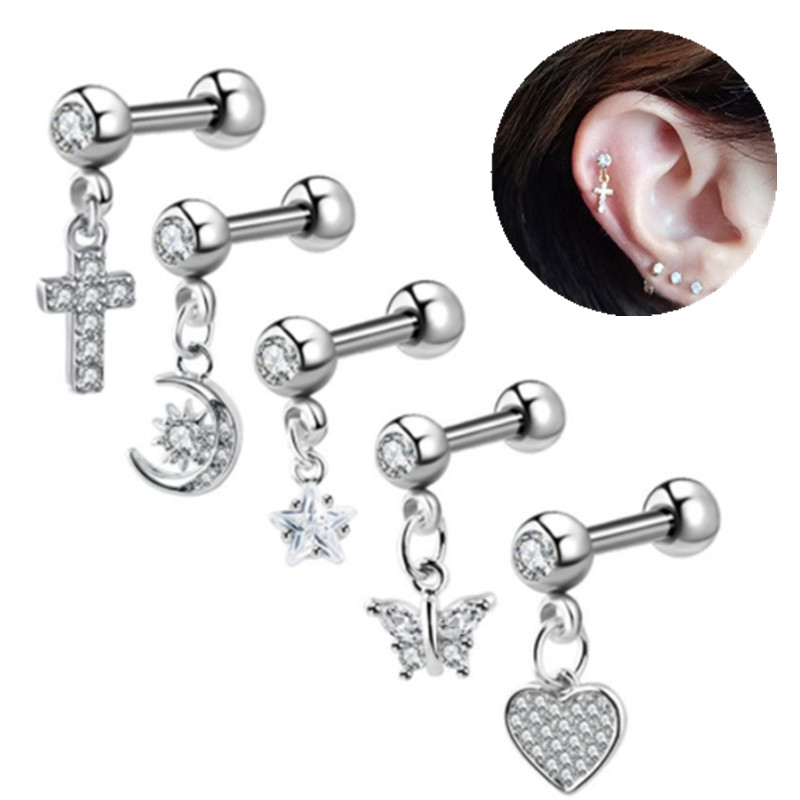 Body Jewelry Barbell - 1pcs lua orelha cartilagem parafuso prisioneiro