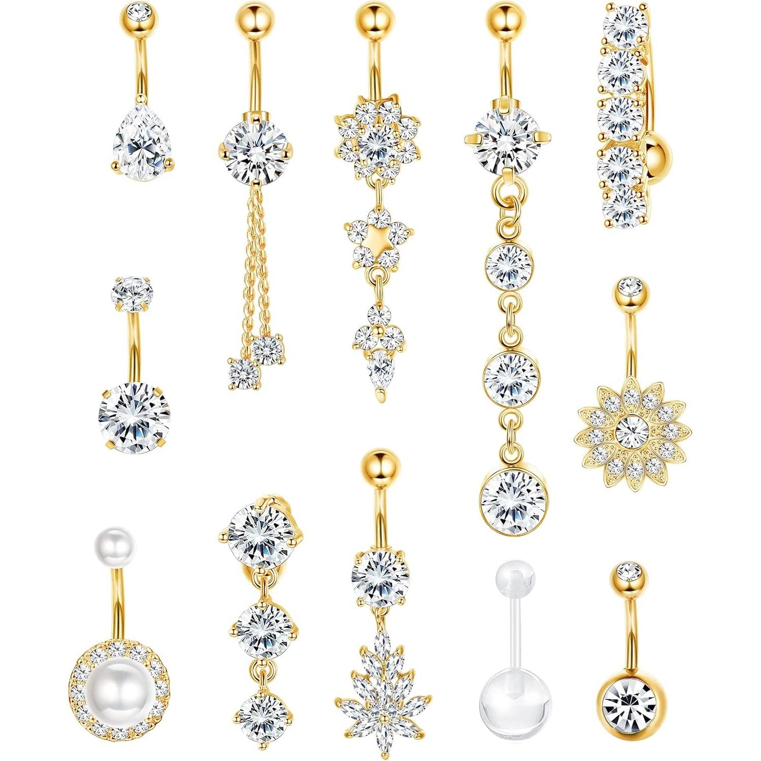 Body Piercing Quality Jewelry - Piercings de Umbigo Pendentes Unissex de
