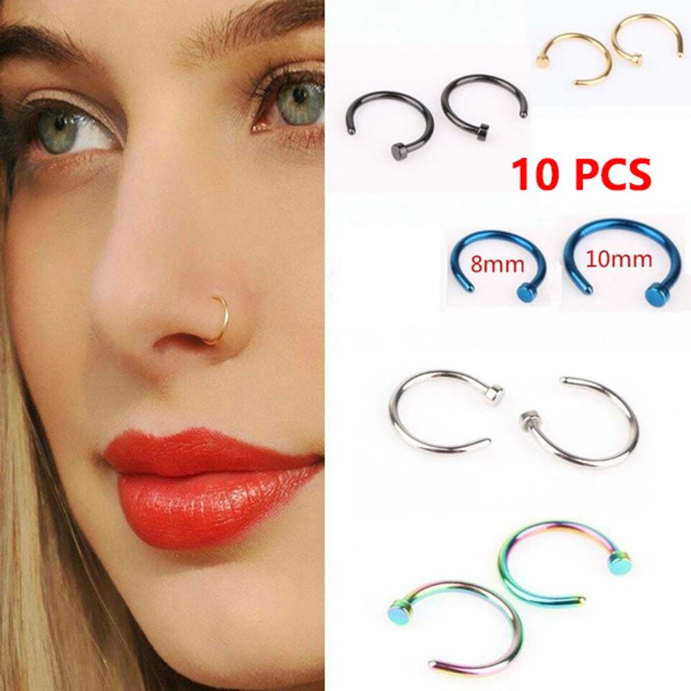 Body Jewelry Ear - 10 peças de brincos finos de