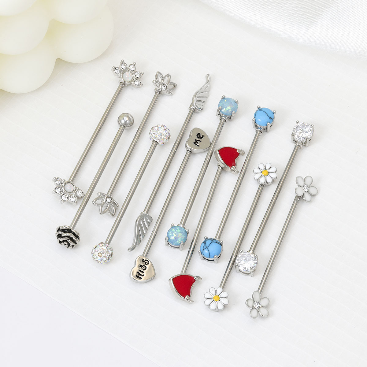 Body Jewelry Barbell - 16g setas corações barra industrial aço