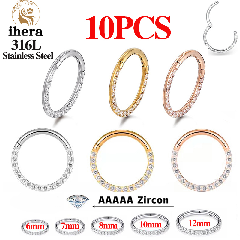Body Jewelry Ear Piercing - 1/10 Peças Argolas de Aço Inoxidável