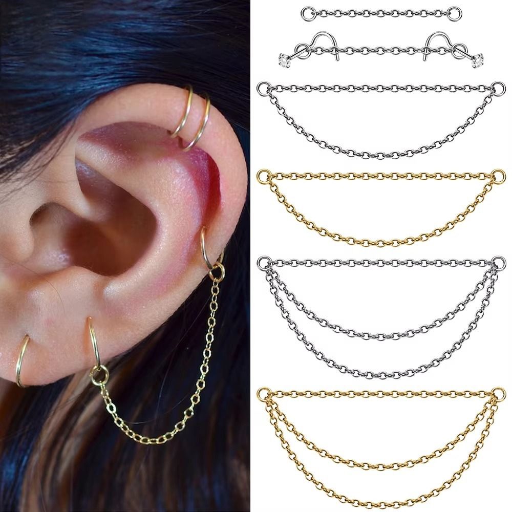 Body Jewelry Ear - Corrente de Titânio Fashion para Nariz,