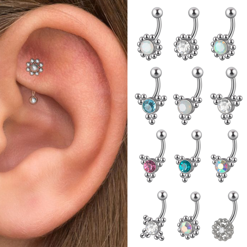 1 peça g23 titânio 16g cristal - Body Jewelry Barbell avaliação e preço
