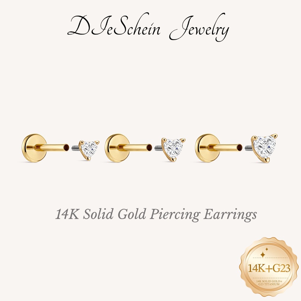 Brincos de Ouro Sólido 14K com - Body Jewelry Ear avaliação e preço