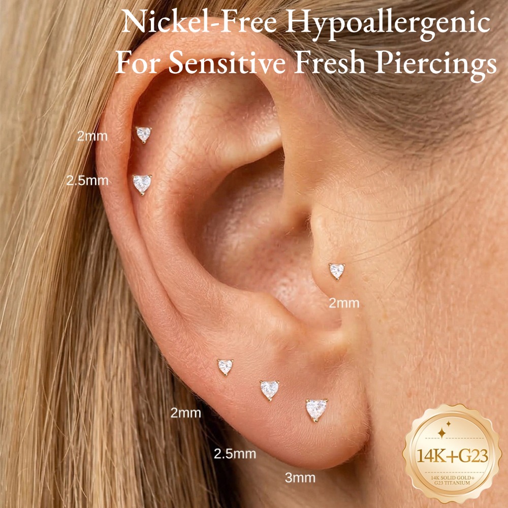 Brincos de Ouro Sólido 14K com - Body Jewelry Ear avaliação e preço