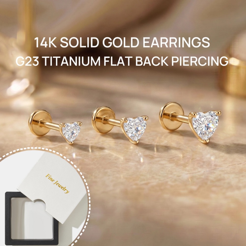 Brincos de Ouro Sólido 14K com - Body Jewelry Ear avaliação e preço