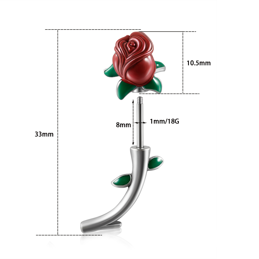 Aço Cirúrgico Rosa Vermelha Fl - Body Jewelry Barbell avaliação e preço