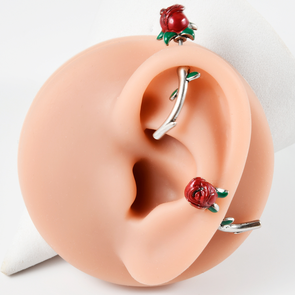 Aço Cirúrgico Rosa Vermelha Fl - Body Jewelry Barbell avaliação e preço
