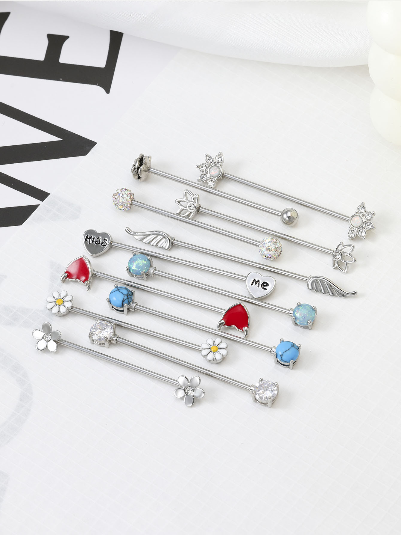 16g setas corações barra indus - Body Jewelry Barbell avaliação e preço