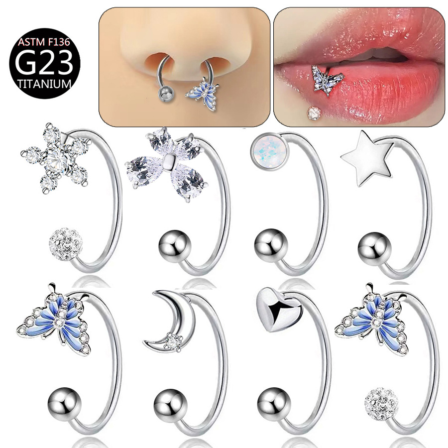 Anel de Lábio Borboleta em Tit - Body Jewelry Titanium avaliação e preço
